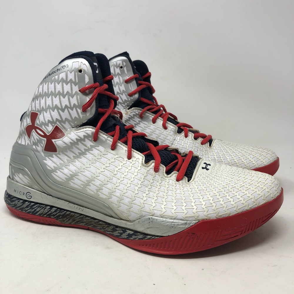 Under Armour UA Clutchfit Drive sz 12 White Red USA Olympic Steph Curry PE